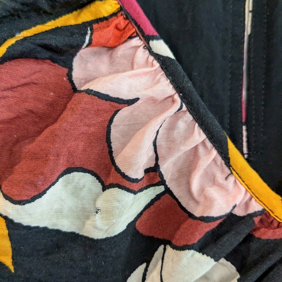 Anthropologie Maeve Deep-V Ruched Midi Multicolor Floral Dress Bohemian Size 12 - Picture 4 of 15